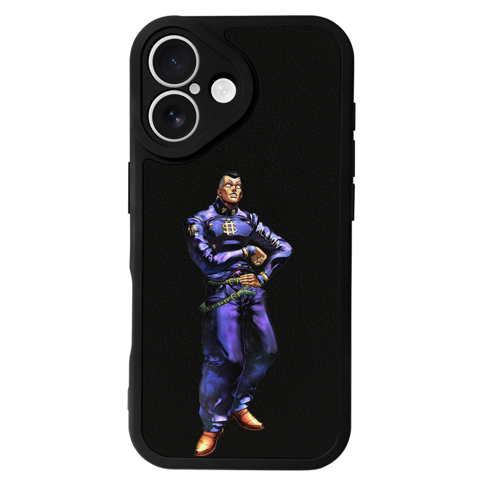（画像用） ジョジョの奇妙な冒険 虹村億泰 にじむら おくやす JoJo's Bizarre Adventure Nijimura Okuyasu 【iPhone 16シリーズ対応】シリコンスマホケース（レザー調） 材質：シリコン